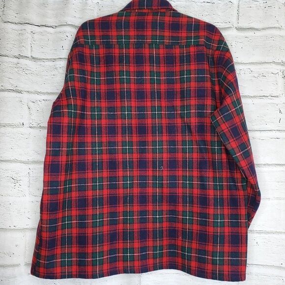 Vintage J.G. Hook Plaid Wool Blend Red Green Button Up Shirt XL - Picture 7 of 7